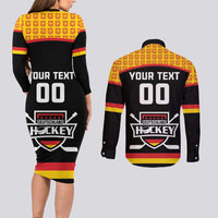 Custom Germany Hockey Couples Matching Long Sleeve Bodycon Dress and Long Sleeve Button Shirt Trager der Adler Flag Style