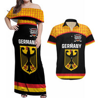 Custom Germany Hockey Couples Matching Off Shoulder Maxi Dress and Hawaiian Shirt Trager der Adler Flag Style