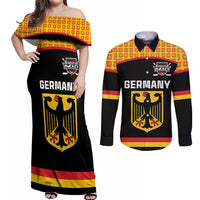 Custom Germany Hockey Couples Matching Off Shoulder Maxi Dress and Long Sleeve Button Shirt Trager der Adler Flag Style