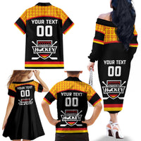 Custom Germany Hockey Family Matching Off The Shoulder Long Sleeve Dress and Hawaiian Shirt Trager der Adler Flag Style