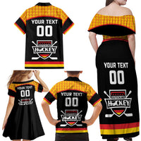 Custom Germany Hockey Family Matching Off Shoulder Maxi Dress and Hawaiian Shirt Trager der Adler Flag Style