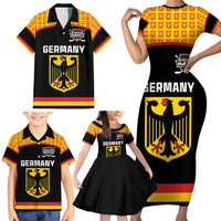 Custom Germany Hockey Family Matching Short Sleeve Bodycon Dress and Hawaiian Shirt Trager der Adler Flag Style