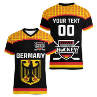Custom Germany Hockey Women V-Neck T-Shirt Trager der Adler Flag Style