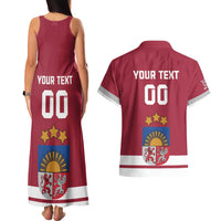 Custom Latvia Hockey Couples Matching Tank Maxi Dress and Hawaiian Shirt Latvijas Go Champions