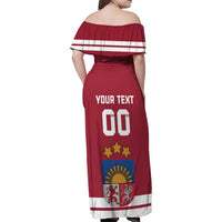 Custom Latvia Hockey Family Matching Off Shoulder Maxi Dress and Hawaiian Shirt Latvijas Go Champions