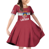 Custom Latvia Hockey Family Matching Off Shoulder Short Dress and Hawaiian Shirt Latvijas Go Champions