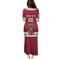 Custom Latvia Hockey Family Matching Puletasi and Hawaiian Shirt Latvijas Go Champions