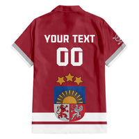 Custom Latvia Hockey Family Matching Short Sleeve Bodycon Dress and Hawaiian Shirt Latvijas Go Champions
