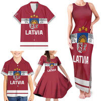 Custom Latvia Hockey Family Matching Tank Maxi Dress and Hawaiian Shirt Latvijas Go Champions