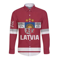 Custom Latvia Hockey Long Sleeve Button Shirt Latvijas Go Champions