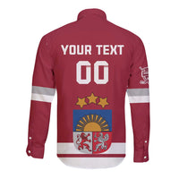 Custom Latvia Hockey Long Sleeve Button Shirt Latvijas Go Champions