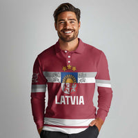 Custom Latvia Hockey Long Sleeve Polo Shirt Latvijas Go Champions