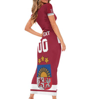 Custom Latvia Hockey Short Sleeve Bodycon Dress Latvijas Go Champions