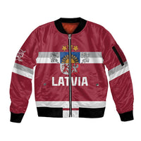 Custom Latvia Hockey Sleeve Zip Bomber Jacket Latvijas Go Champions