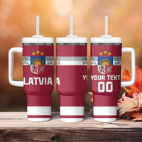 Custom Latvia Hockey Tumbler With Handle Latvijas Go Champions