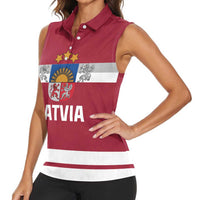 Custom Latvia Hockey Women Sleeveless Polo Shirt Latvijas Go Champions