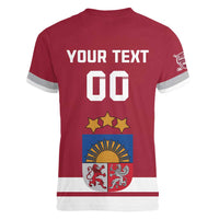 Custom Latvia Hockey Women V-Neck T-Shirt Latvijas Go Champions