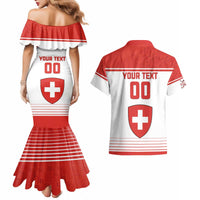 Custom Switzerland Hockey Couples Matching Mermaid Dress and Hawaiian Shirt Come On La Nati