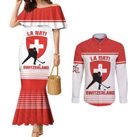 Custom Switzerland Hockey Couples Matching Mermaid Dress and Long Sleeve Button Shirt Come On La Nati