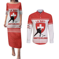 Custom Switzerland Hockey Couples Matching Puletasi and Long Sleeve Button Shirt Come On La Nati