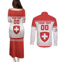 Custom Switzerland Hockey Couples Matching Puletasi and Long Sleeve Button Shirt Come On La Nati