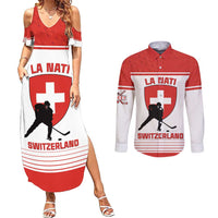 Custom Switzerland Hockey Couples Matching Summer Maxi Dress and Long Sleeve Button Shirt Come On La Nati
