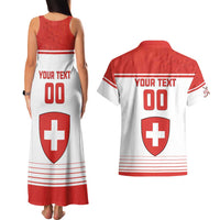 Custom Switzerland Hockey Couples Matching Tank Maxi Dress and Hawaiian Shirt Come On La Nati