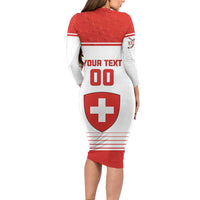 Custom Switzerland Hockey Family Matching Long Sleeve Bodycon Dress and Hawaiian Shirt Come On La Nati