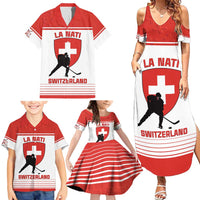 Custom Switzerland Hockey Family Matching Summer Maxi Dress and Hawaiian Shirt Come On La Nati