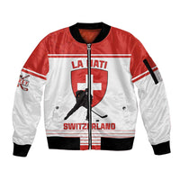Custom Switzerland Hockey Sleeve Zip Bomber Jacket Come On La Nati