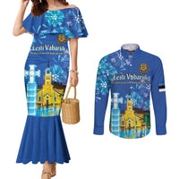 Personalized Estonian Restoration of Independence Couples Matching Mermaid Dress and Long Sleeve Button Shirt Freedom Square Tallinn Capital