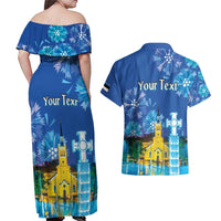 Personalized Estonian Restoration of Independence Couples Matching Off Shoulder Maxi Dress and Hawaiian Shirt Freedom Square Tallinn Capital