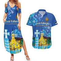 Personalized Estonian Restoration of Independence Couples Matching Summer Maxi Dress and Hawaiian Shirt Freedom Square Tallinn Capital