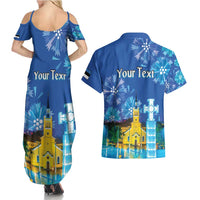 Personalized Estonian Restoration of Independence Couples Matching Summer Maxi Dress and Hawaiian Shirt Freedom Square Tallinn Capital