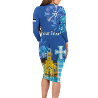 Personalized Estonian Restoration of Independence Family Matching Long Sleeve Bodycon Dress and Hawaiian Shirt Freedom Square Tallinn Capital