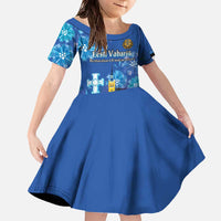 Personalized Estonian Restoration of Independence Family Matching Off The Shoulder Long Sleeve Dress and Hawaiian Shirt Freedom Square Tallinn Capital