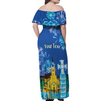 Personalized Estonian Restoration of Independence Family Matching Off Shoulder Maxi Dress and Hawaiian Shirt Freedom Square Tallinn Capital