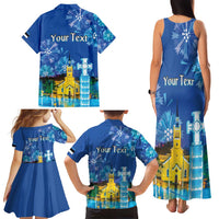 Personalized Estonian Restoration of Independence Family Matching Tank Maxi Dress and Hawaiian Shirt Freedom Square Tallinn Capital