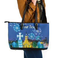 Personalized Estonian Restoration of Independence Leather Tote Bag Freedom Square Tallinn Capital