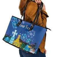 Personalized Estonian Restoration of Independence Leather Tote Bag Freedom Square Tallinn Capital