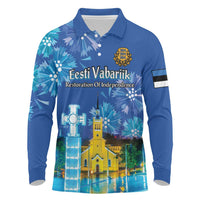 Personalized Estonian Restoration of Independence Long Sleeve Polo Shirt Freedom Square Tallinn Capital
