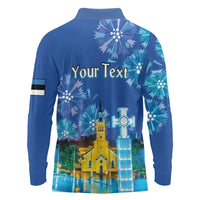Personalized Estonian Restoration of Independence Long Sleeve Polo Shirt Freedom Square Tallinn Capital