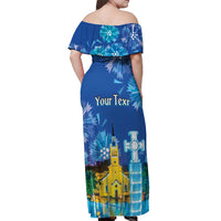 Personalized Estonian Restoration of Independence Off Shoulder Maxi Dress Freedom Square Tallinn Capital