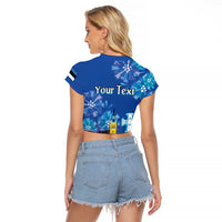 Personalized Estonian Restoration of Independence Raglan Cropped T Shirt Freedom Square Tallinn Capital