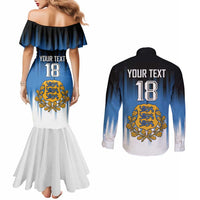 Custom Estonia Football Couples Matching Mermaid Dress and Long Sleeve Button Shirt Come On Kalevipojad