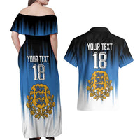 Custom Estonia Football Couples Matching Off Shoulder Maxi Dress and Hawaiian Shirt Come On Kalevipojad