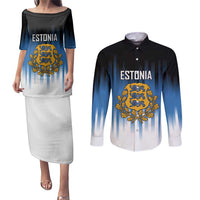 Custom Estonia Football Couples Matching Puletasi and Long Sleeve Button Shirt Come On Kalevipojad