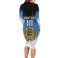 Custom Estonia Football Family Matching Long Sleeve Bodycon Dress and Hawaiian Shirt Come On Kalevipojad