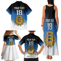 Custom Estonia Football Family Matching Tank Maxi Dress and Hawaiian Shirt Come On Kalevipojad