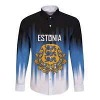 Custom Estonia Football Long Sleeve Button Shirt Come On Kalevipojad